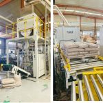 15KG дървени пелети с тегло, пълнене на торби, линията за палетизиране е готова за доставка