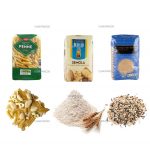 Автоматично оформяне на торба с плоско дъно, пълнене, етикетиране на опаковки за зърнени храни